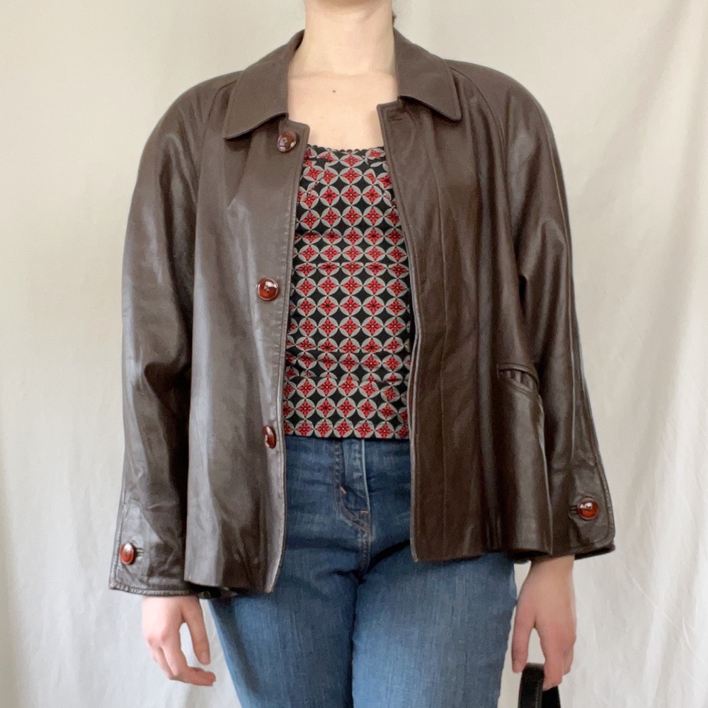 Vintage Chocolate Brown Leather Jacket